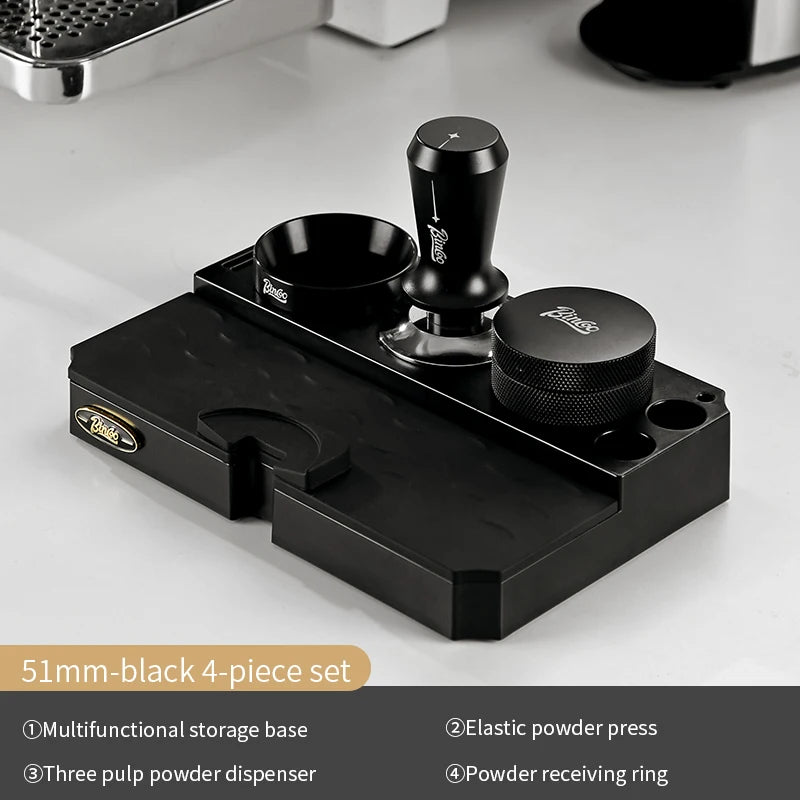 Bincoo Black Espresso Tamping Station 8-Piece Barista Set Espresso Tamping Station Qst 4PCS B 51mm