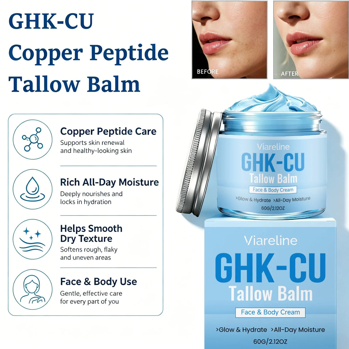 GHK-CU Copper Peptide Tallow Balm – Firming & Hydrating Peptide Tallow Balm Qme