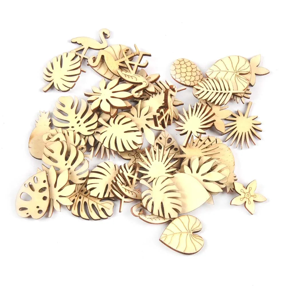 Tropical Wooden Craft Shapes – Flamingo, Pineapple & Leaf DIY Wooden Craft Shapes Qme