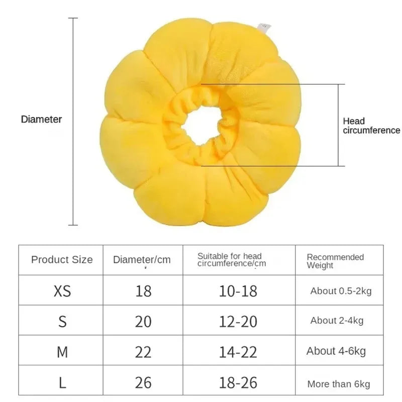 Sunflower Soft Plush Elizabethan Collar for Cats & Dogs Pet Recovery Collar Qme