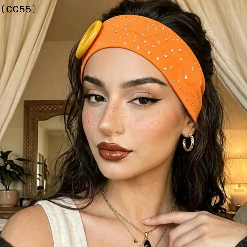 Y2K Rhinestone Button Headband – Polka Dot Sport & Style Fashion Headband Qst
