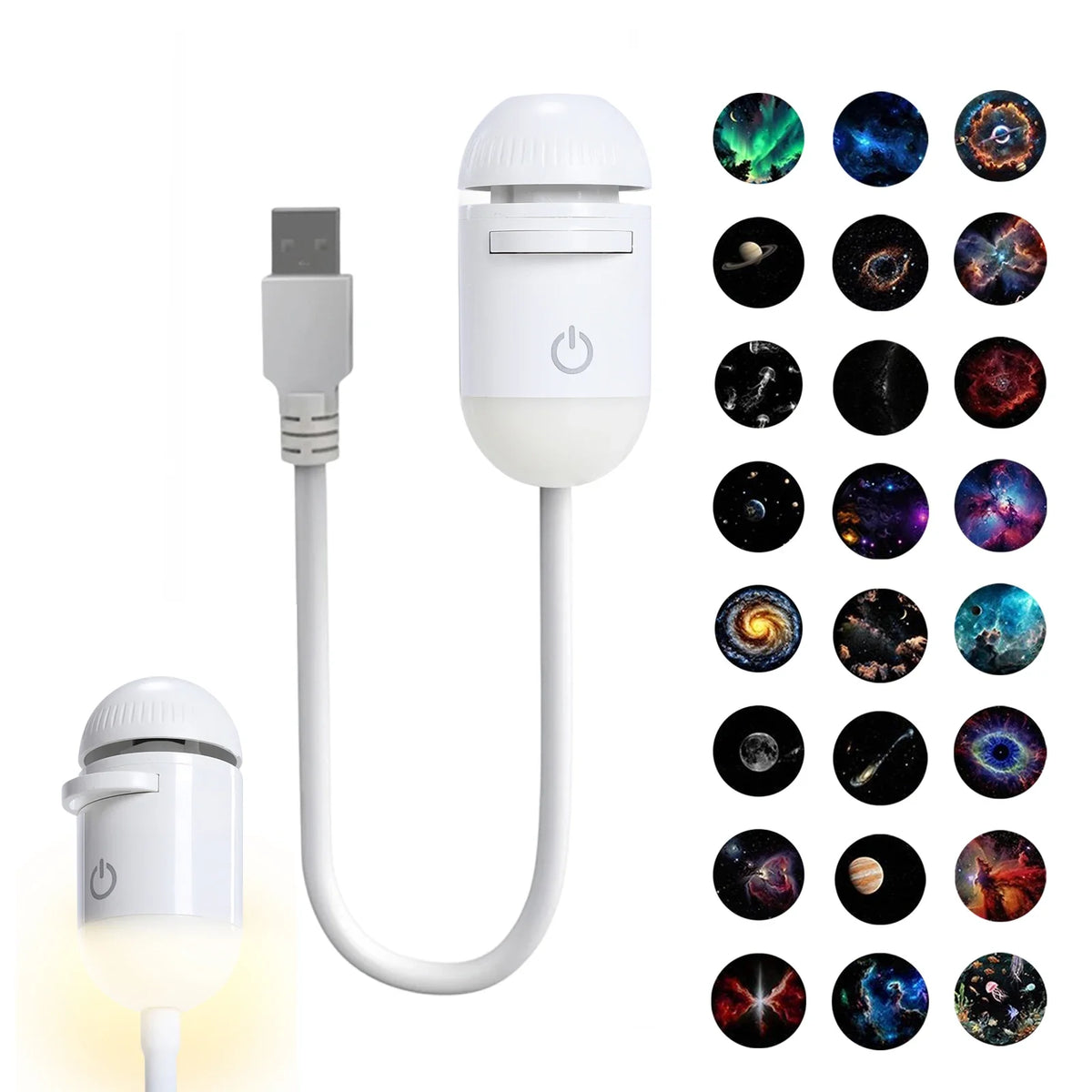 2-in-1 Galaxy Projector Night Light | 9 Colors USB Starry Galaxy Night Projector Qme