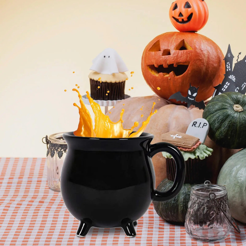 Halloween Witch Cauldron Ceramic Mug | Gothic Drinkware Gothic Ceramic Mug Qme