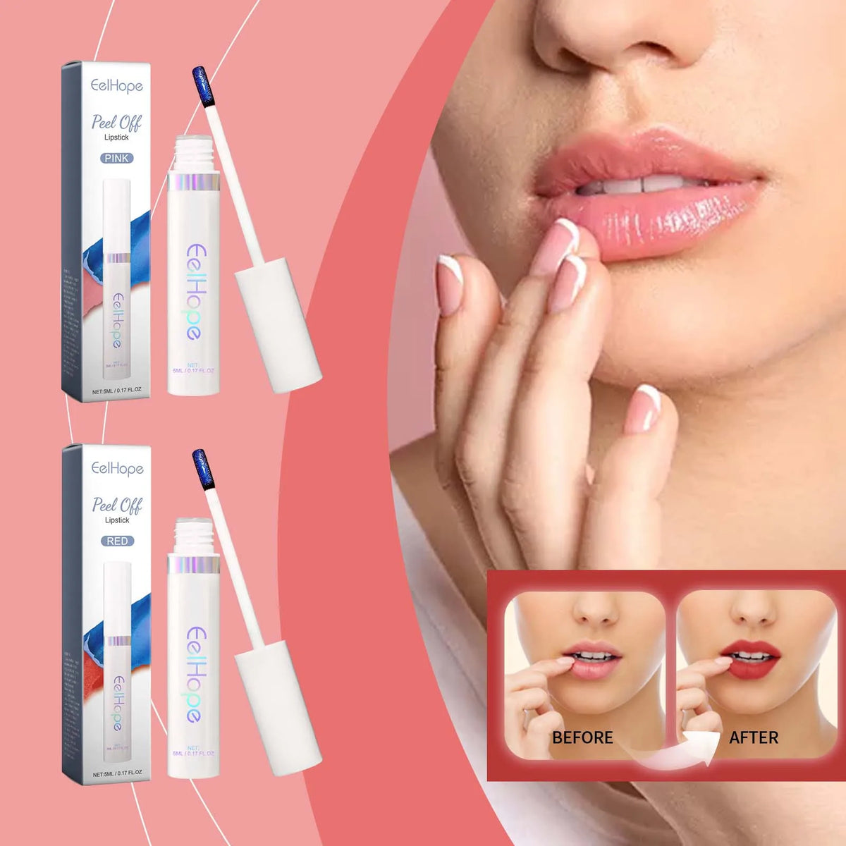 Tearable Lip Tattoo Tint & Gloss – Waterproof Long-Lasting Color Peel-Off Lip Tint Qme
