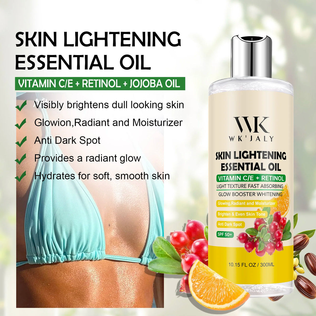 WK'JALY Vitamin C & Retinol Brightening Body Oil 300ml Brightening Body Oil Qst