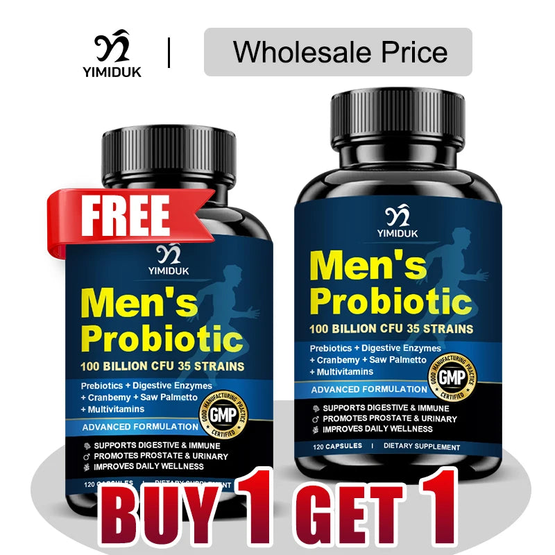 Yimiduk Men's Probiotic 120 Capsules – Gut & Digestive Support Probiotic Supplement Qst