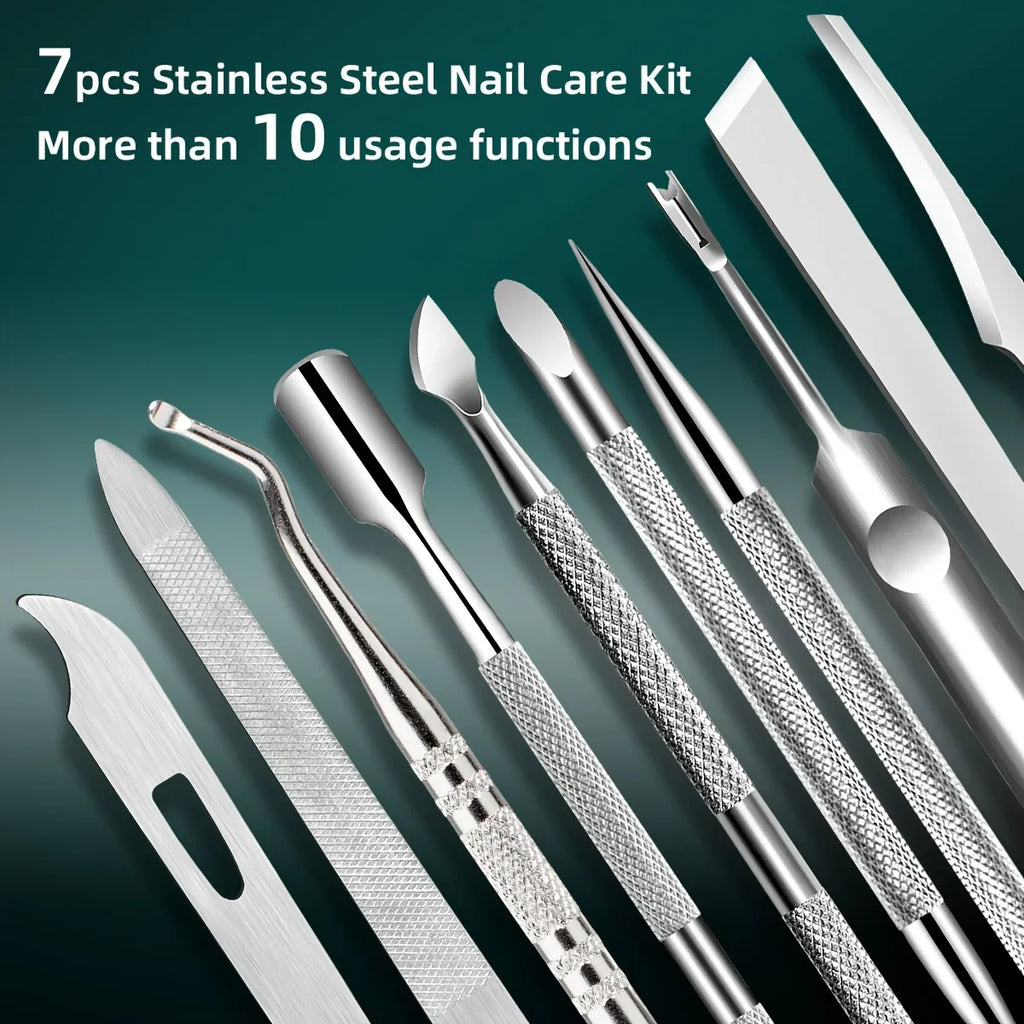 Stainless Steel Cuticle Remover & Nail Care Set | Qme Nail Care Set Qme