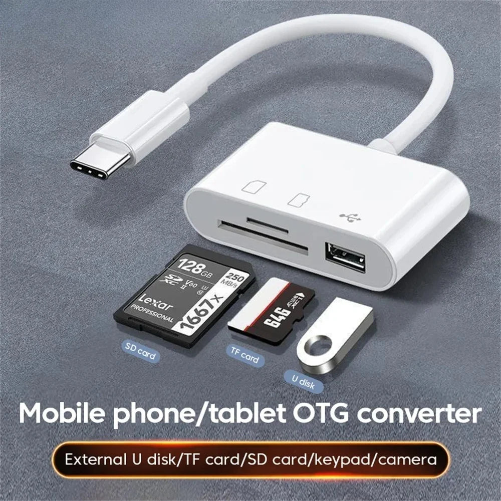 USB-C Multi-Port Card Reader Hub – TF, CF & SD Adapter USB-C Card Reader Hub Qme