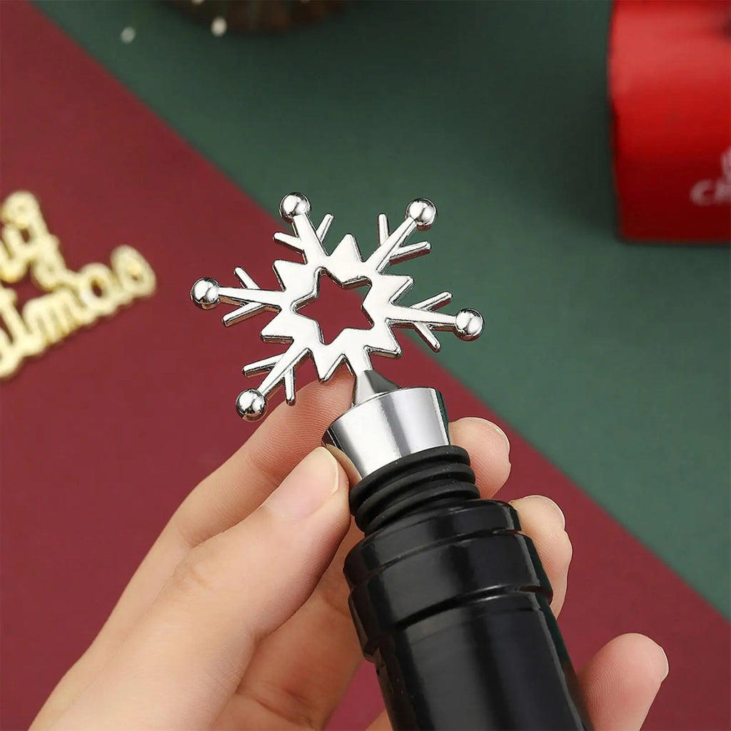 Zinc Alloy Snowflake Wine Stopper – Airtight Christmas Gift Wine Stopper Qme