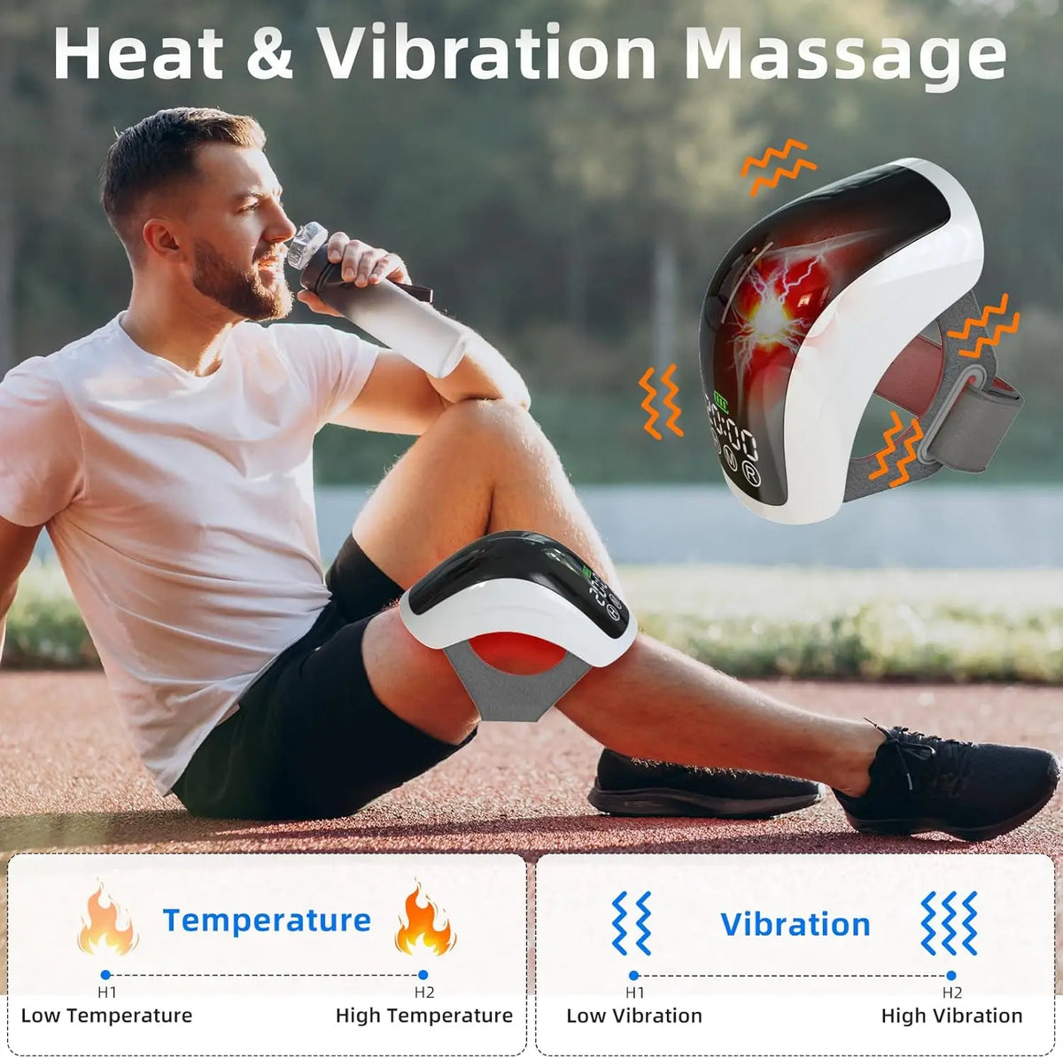 Portable Knee Massager – Vibration, Heat & Red Light Therapy Knee Massager Qst