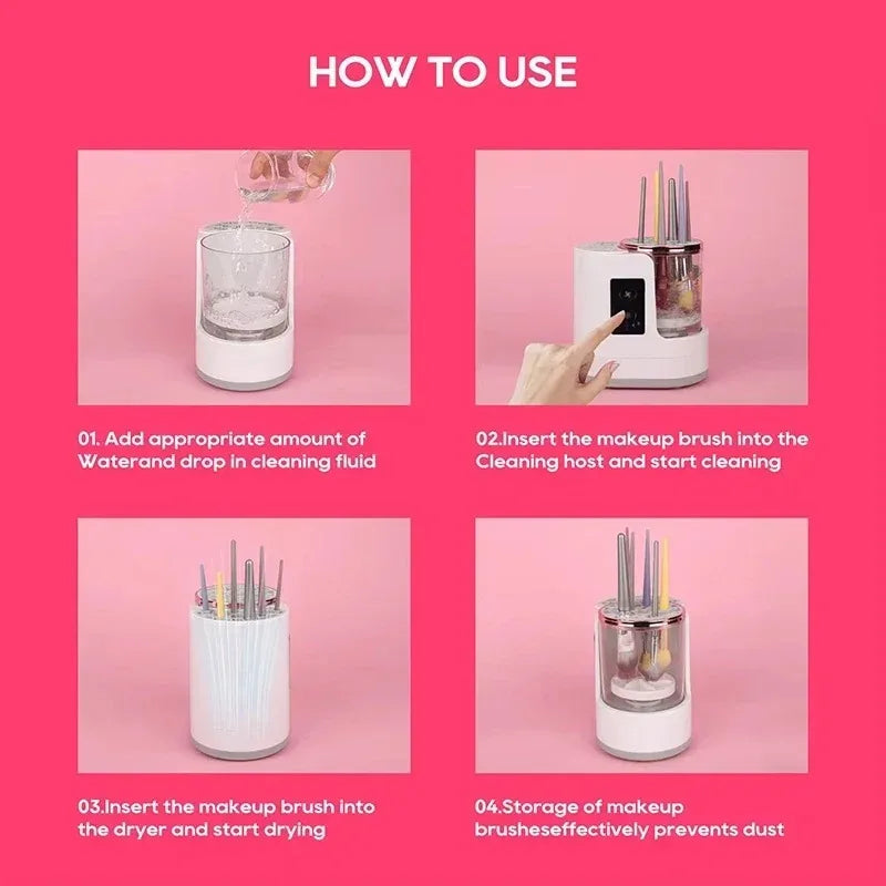 3-in-1 Electric Makeup Brush Cleaner, Dryer & Holder Makeup Brush Cleaner Qst