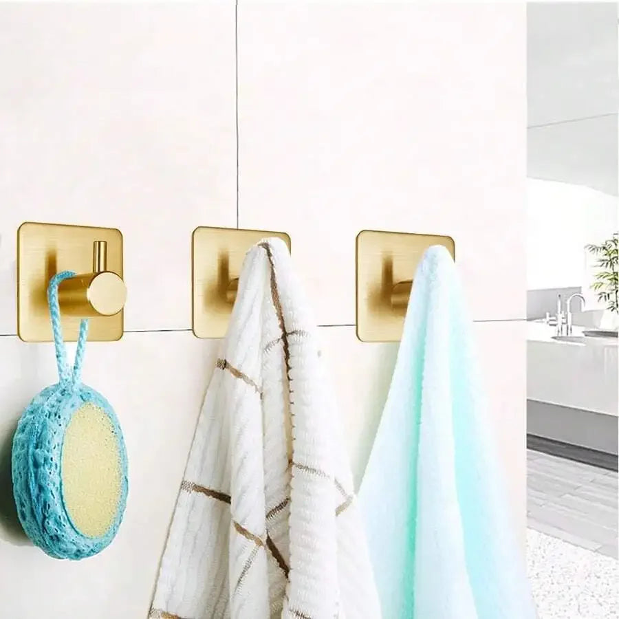 Golden No-Drill Wall Hook for Towels & Coats | Metal Wall Hook Qme