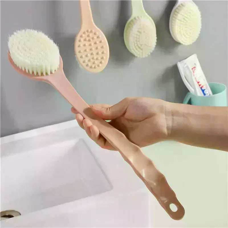 Long Handle Back Brush – Soft Bristles & Massage Nodes for Shower Shower Back Brush Qme
