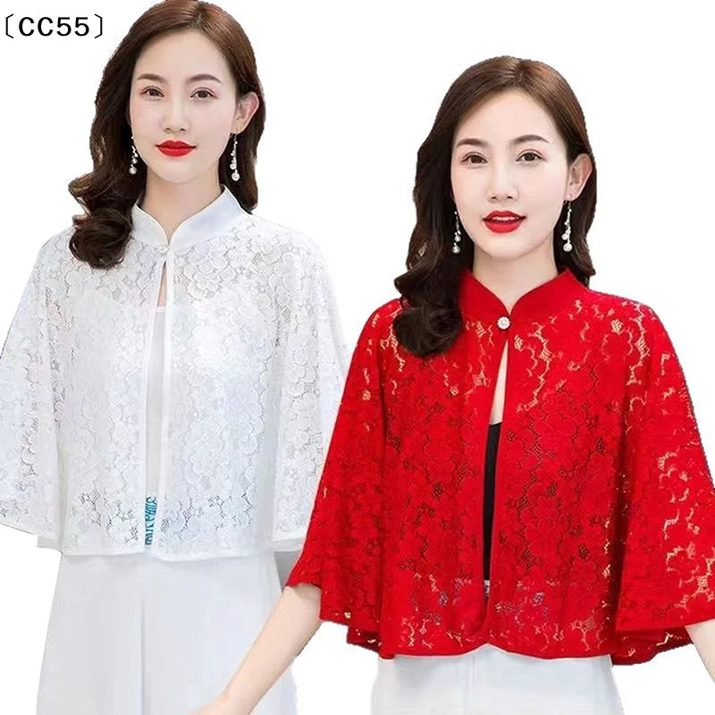 Women's Lace Shawl Cardigan – All-Season Poncho Cover-Up Lace Shawl Cardigan Qst