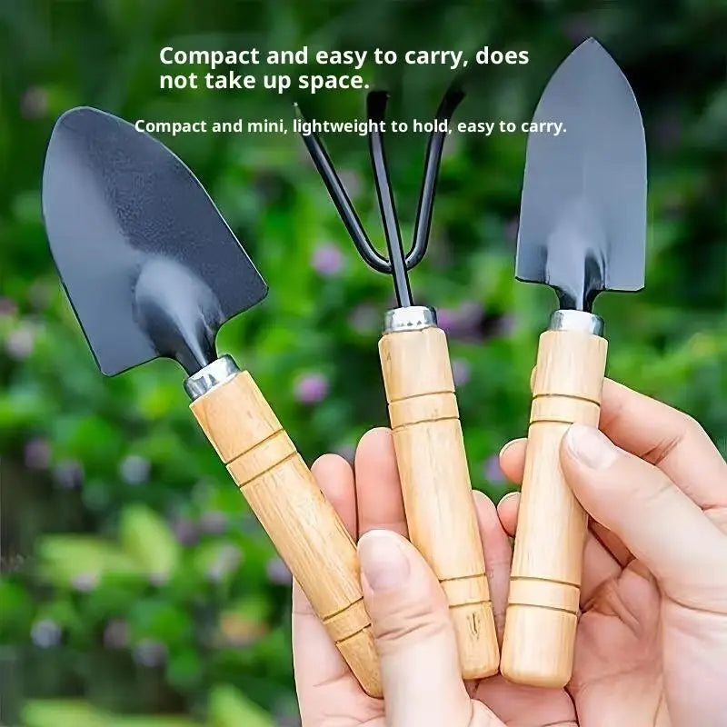 3-Piece Mini Garden Tool Set – Trowel, Rake & Weeder for Pots Mini Garden Tool Set Qme
