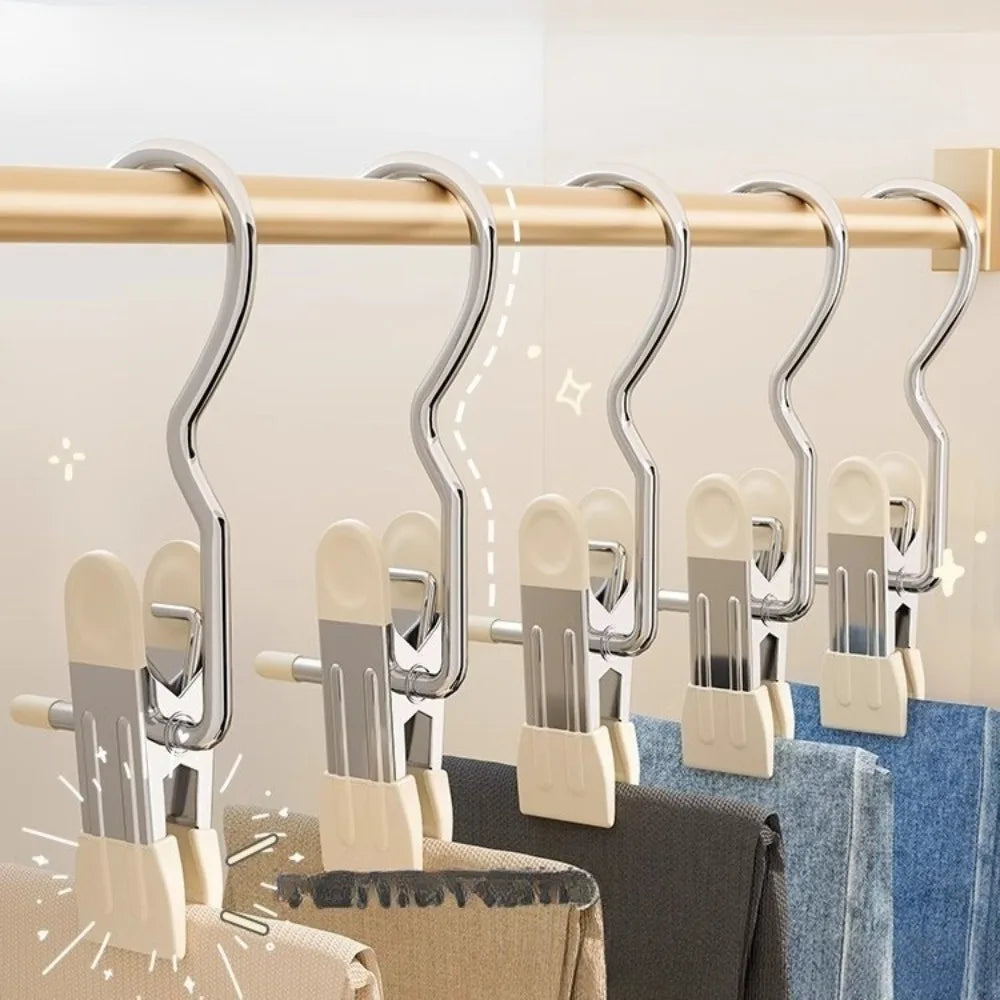 30pcs Stainless Steel Clothes Pins Clips with Hook | Strong Grip Laundry Clothes Clips Qme