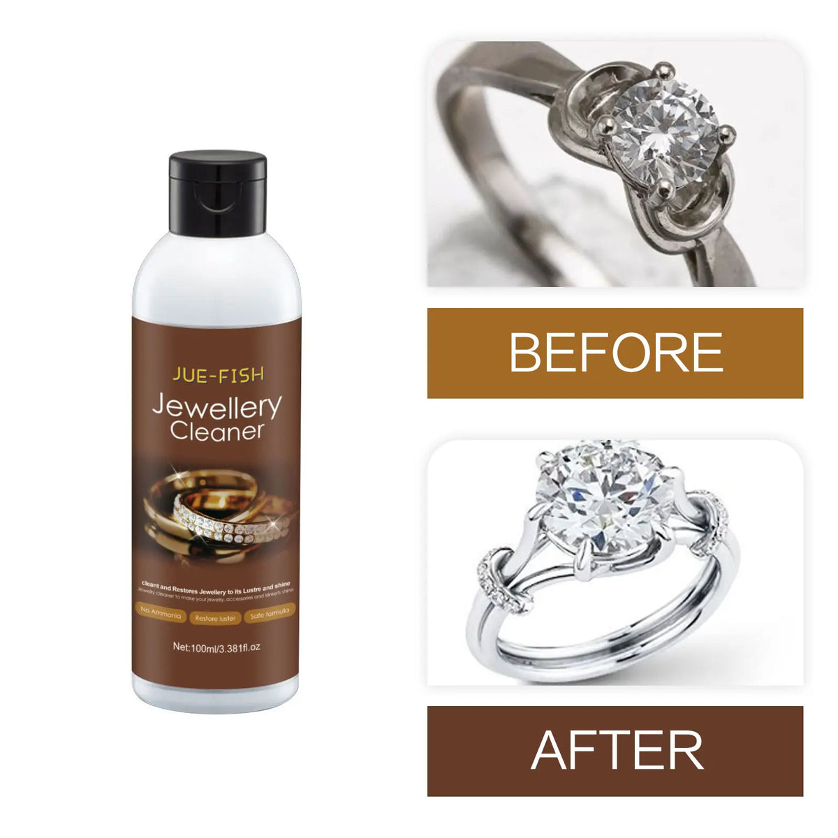 Jewelry Cleaner Liquid – Silver, Gold, Diamond & Gemstone Shine Jewelry Cleaning Solution Qst