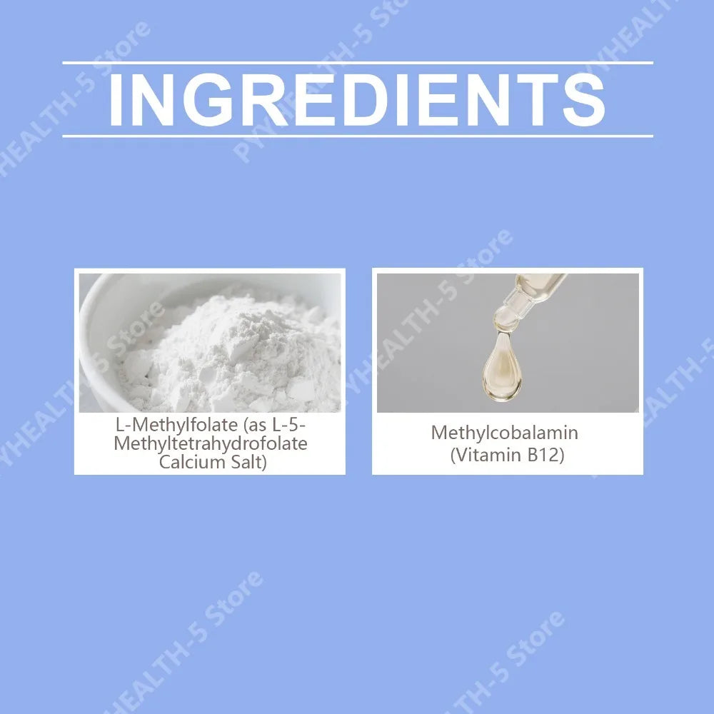 L-Methylfolate & Methyl B12 Liquid Drops | Active 5-MTHF 60ml Liquid Vitamin Drops Qst