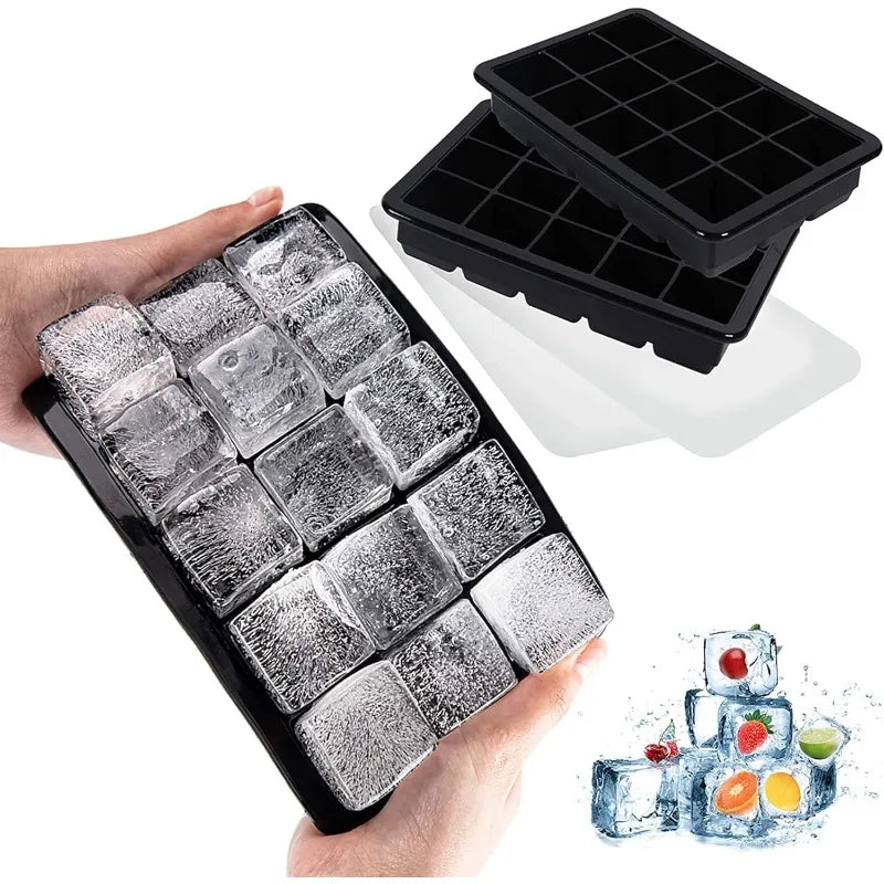 Silicone Ice Cube Tray 8 & 15 Grid Square Mold – Reusable Silicone Ice Cube Tray Qme