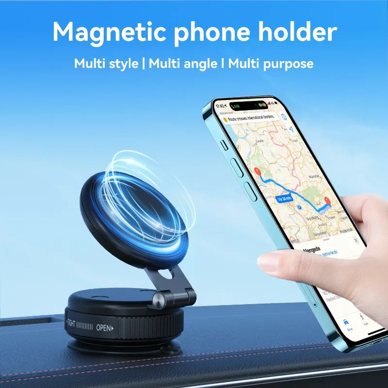 MagSafe Vacuum-Grip Car Mount – Foldable Dashboard Phone Holder Car Phone Mount Qme