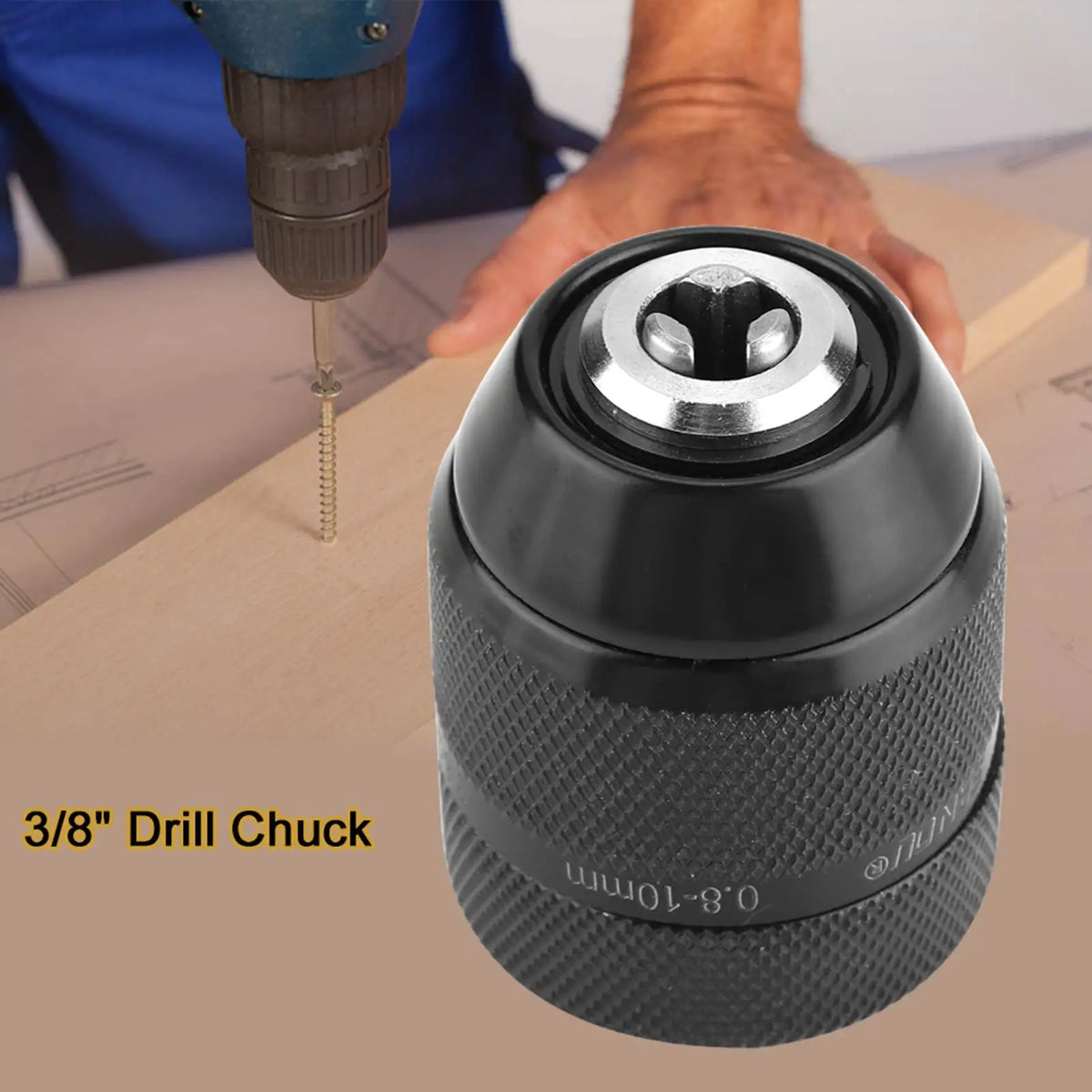 3/8" Keyless Metal Drill Chuck 0.8–10mm | 3/8-24UNF Keyless Drill Chuck Qst