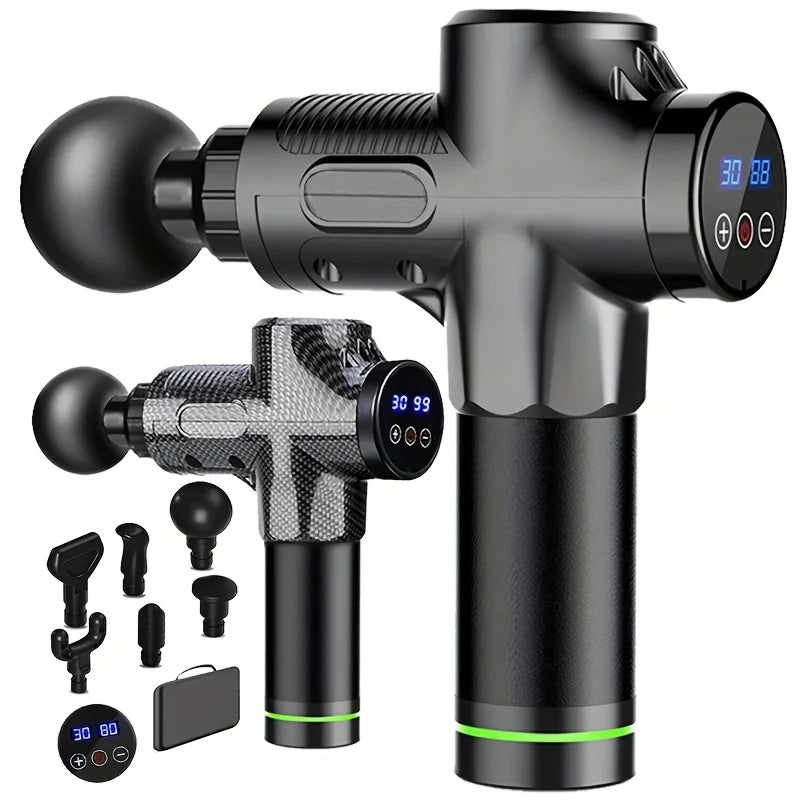 PAQIN 30-Speed Percussion Massage Gun – 4 Heads & LED Screen Percussion Massage Gun Qst
