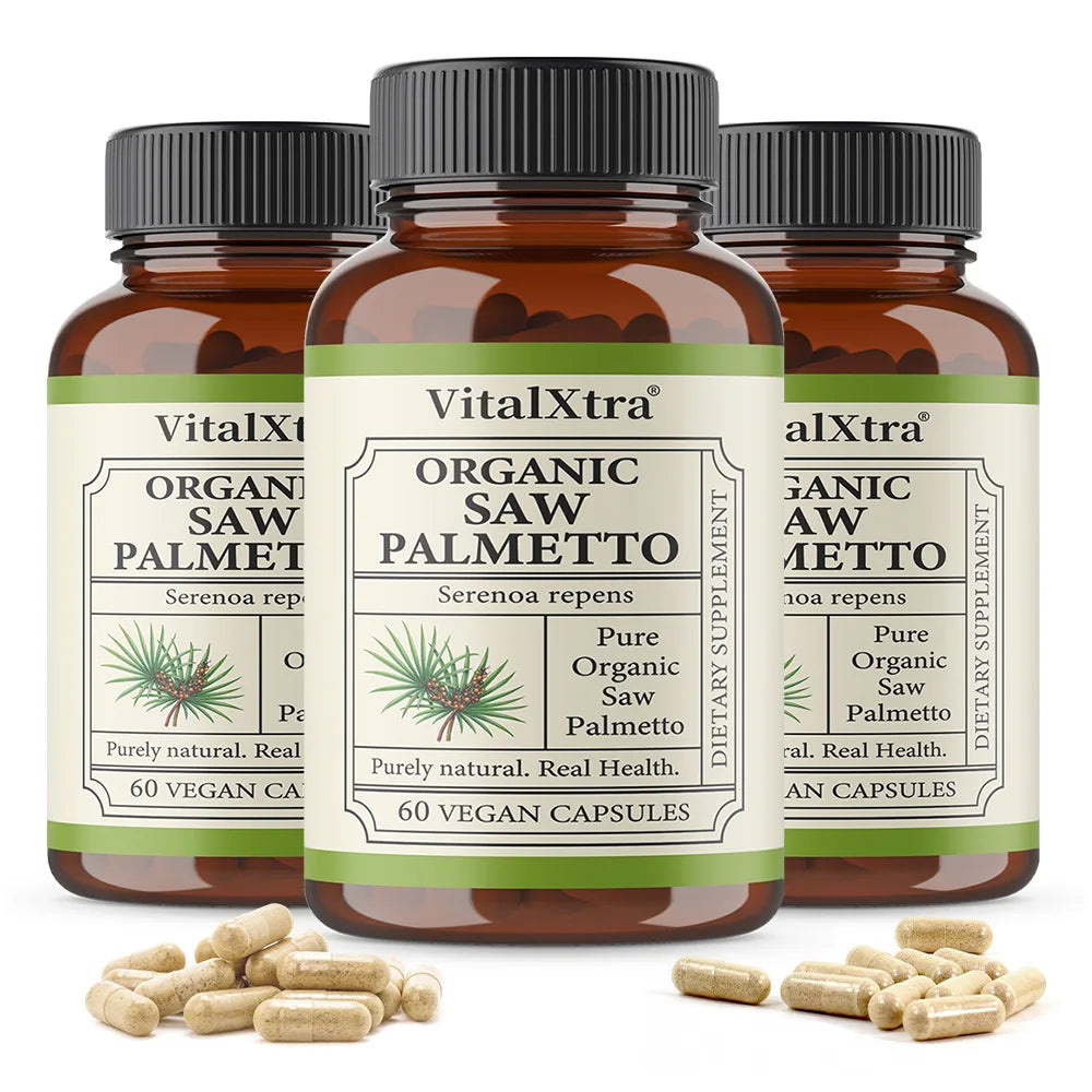 Saw Palmetto 1000mg Supplement – Prostate & Urinary Support Herbal Supplement Qst 60 count-3 bottle