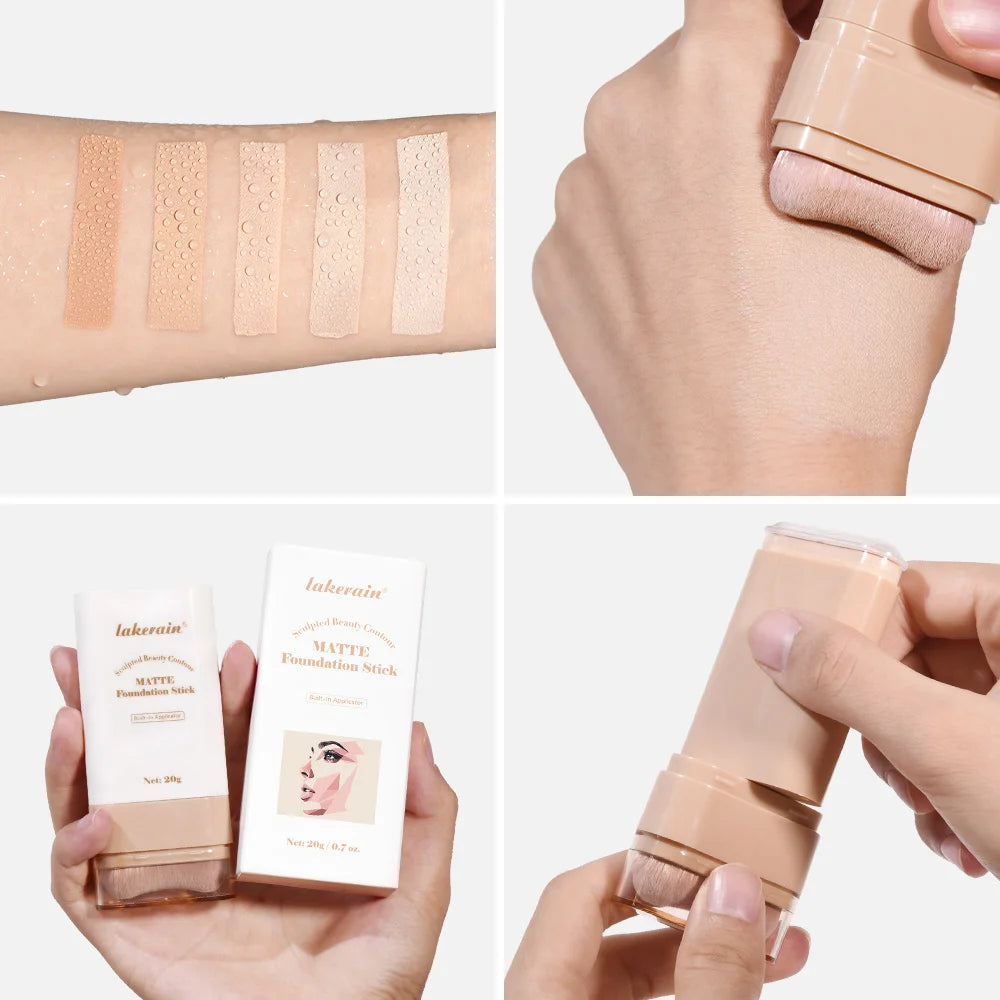 Double-Ended Foundation Cream Stick & Brush – Nude Coverage Foundation Cream Stick Qst