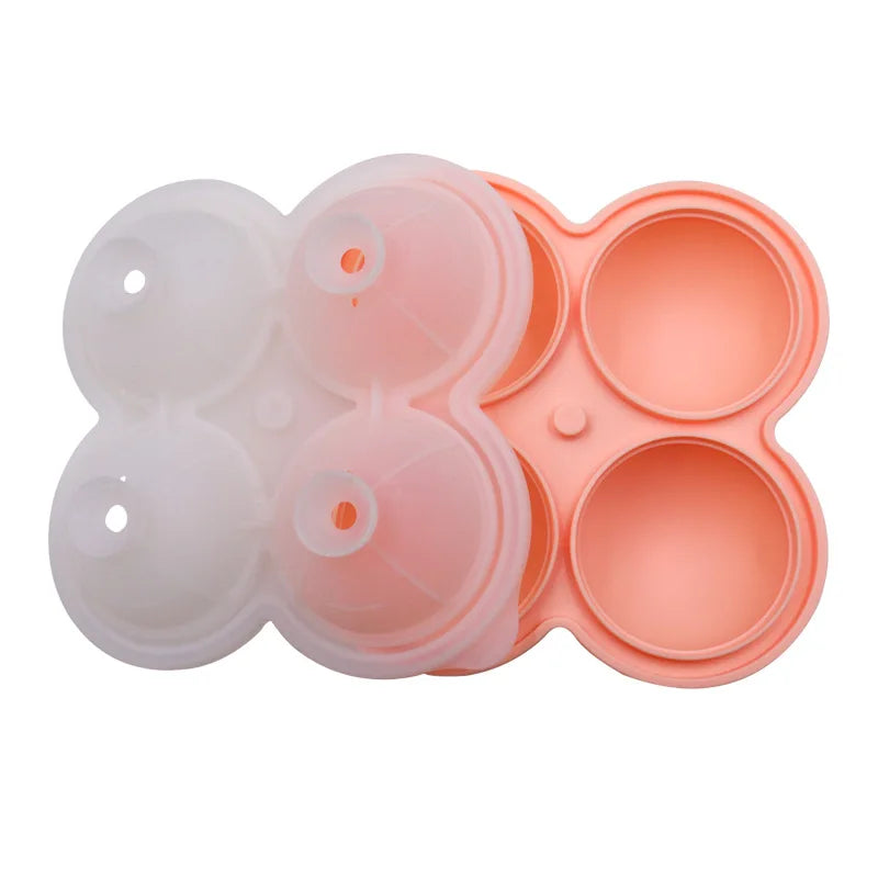 Large Ice Hockey Silicone Ice Cube Molds Set of 4 | Easy Release Silicone Ice Cube Molds Qme pink