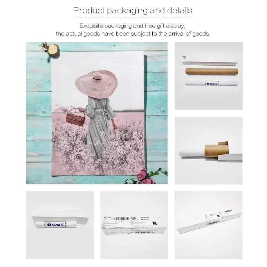 Floral Canvas Wall Art – Sakura Rose Tulip Nordic Poster Print Canvas Wall Art Qst