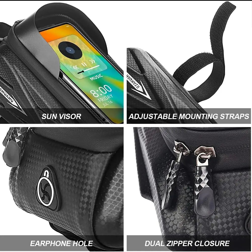 Waterproof Bike Frame Bag | Touch Screen Phone Mount Top Tube Bike Frame Bag Qme
