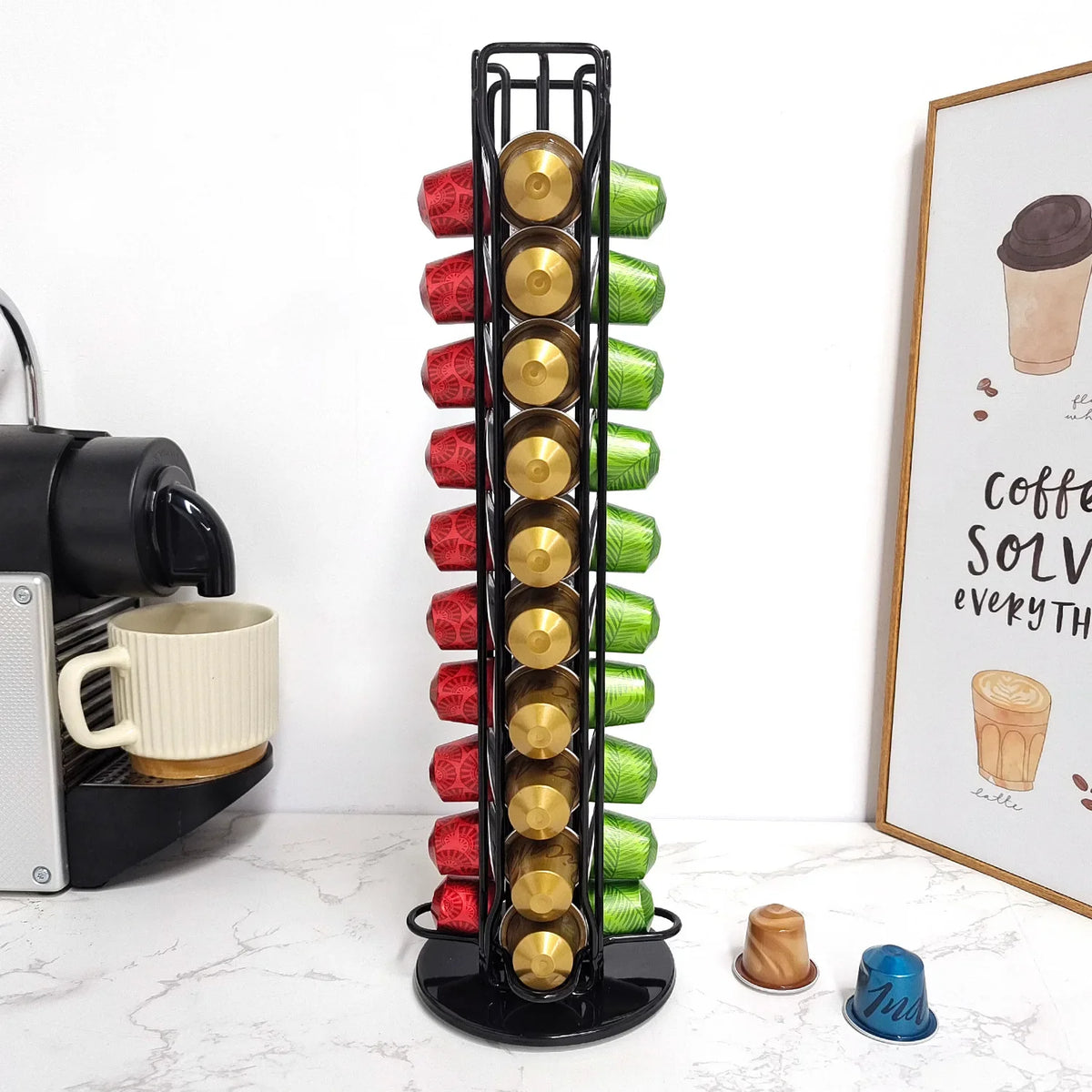 Nespresso Capsule Pod Holder Stand Rack – Holds 40 Pods Coffee Pod Rack Qme