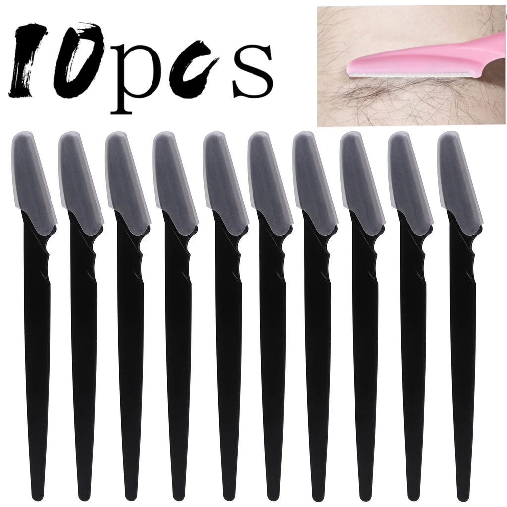 30-Pack Eyebrow Razors with Case – Stainless Steel Blades Eyebrow Razor Set Qme 10pcs Black Opp bag