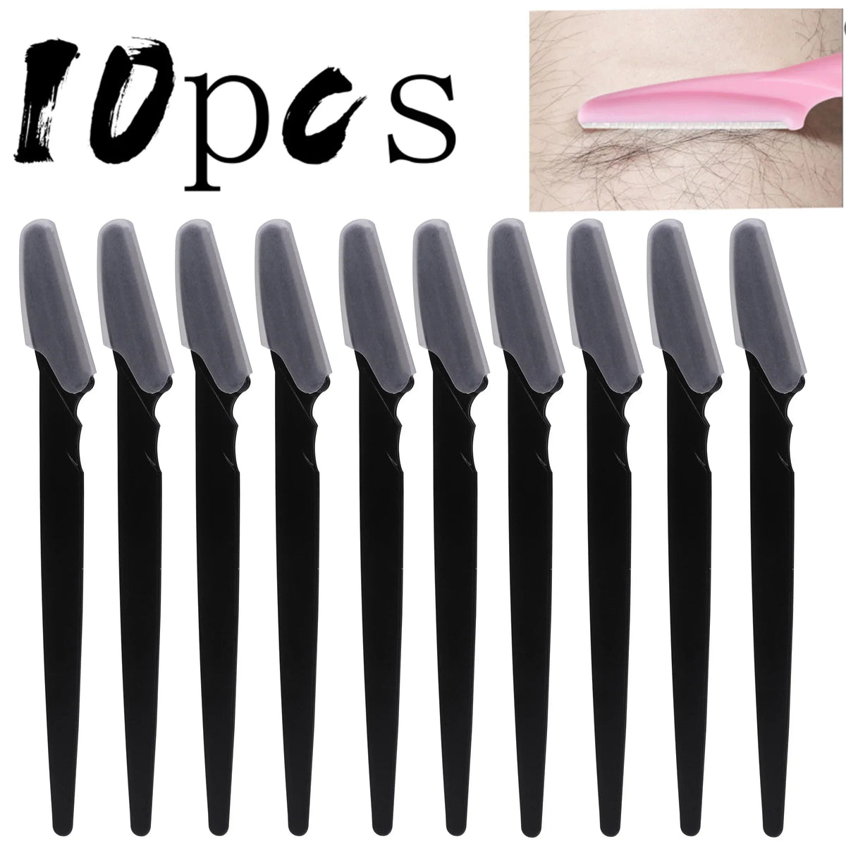 30-Pack Eyebrow Razors with Case – Stainless Steel Blades Eyebrow Razor Set Qme 10pcs Black Opp bag