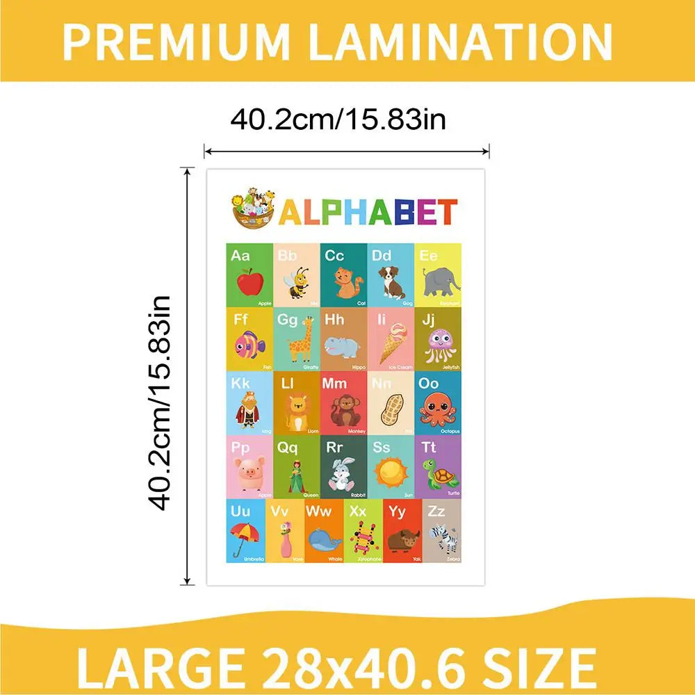 12-Piece Educational Poster Charts – Numbers, Letters & Time Educational Poster Set Qme A CN