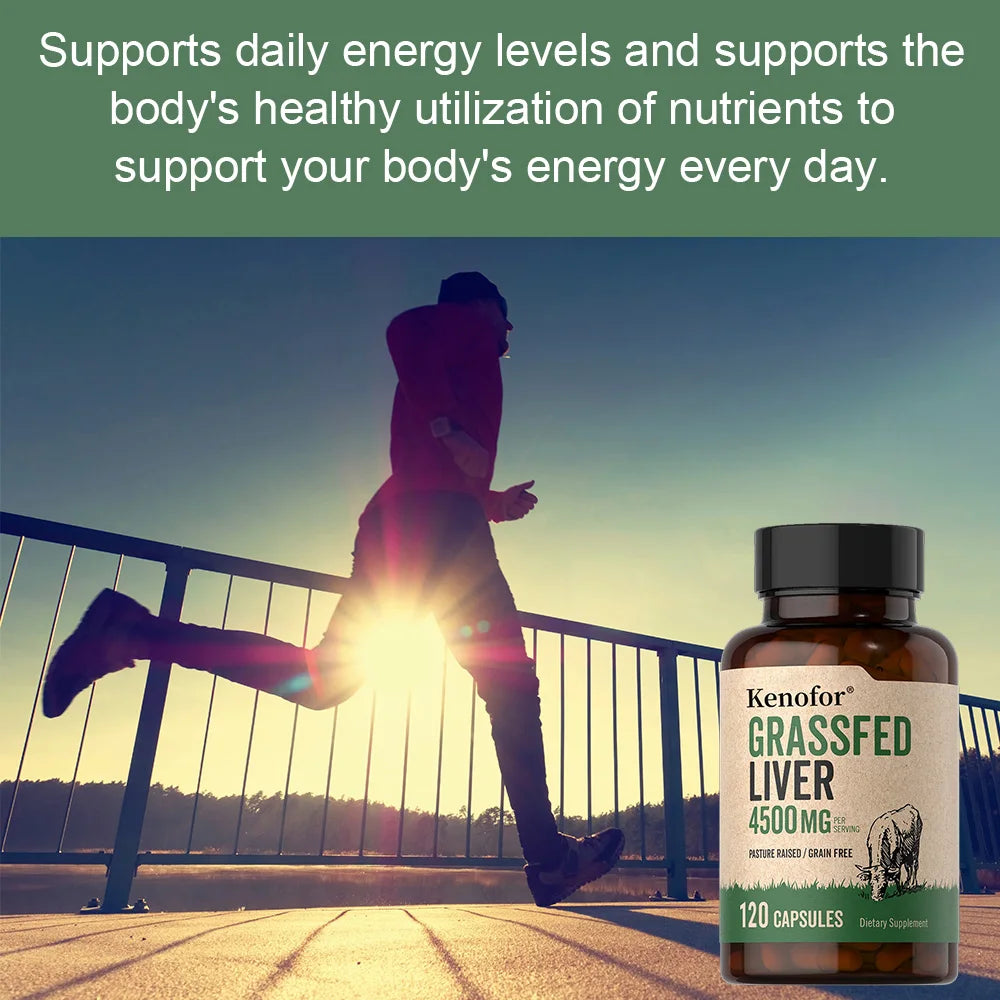 Grass-Fed Beef Liver Capsules – Natural Vitamins & Minerals 120ct Liver Supplement Capsules Qst