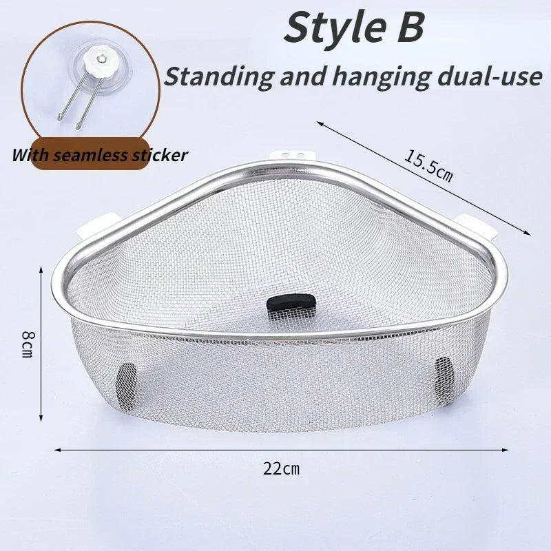 Stainless Steel Triangle Sink Drain Basket | Kitchen Organizer Sink Drain Basket Qme 1