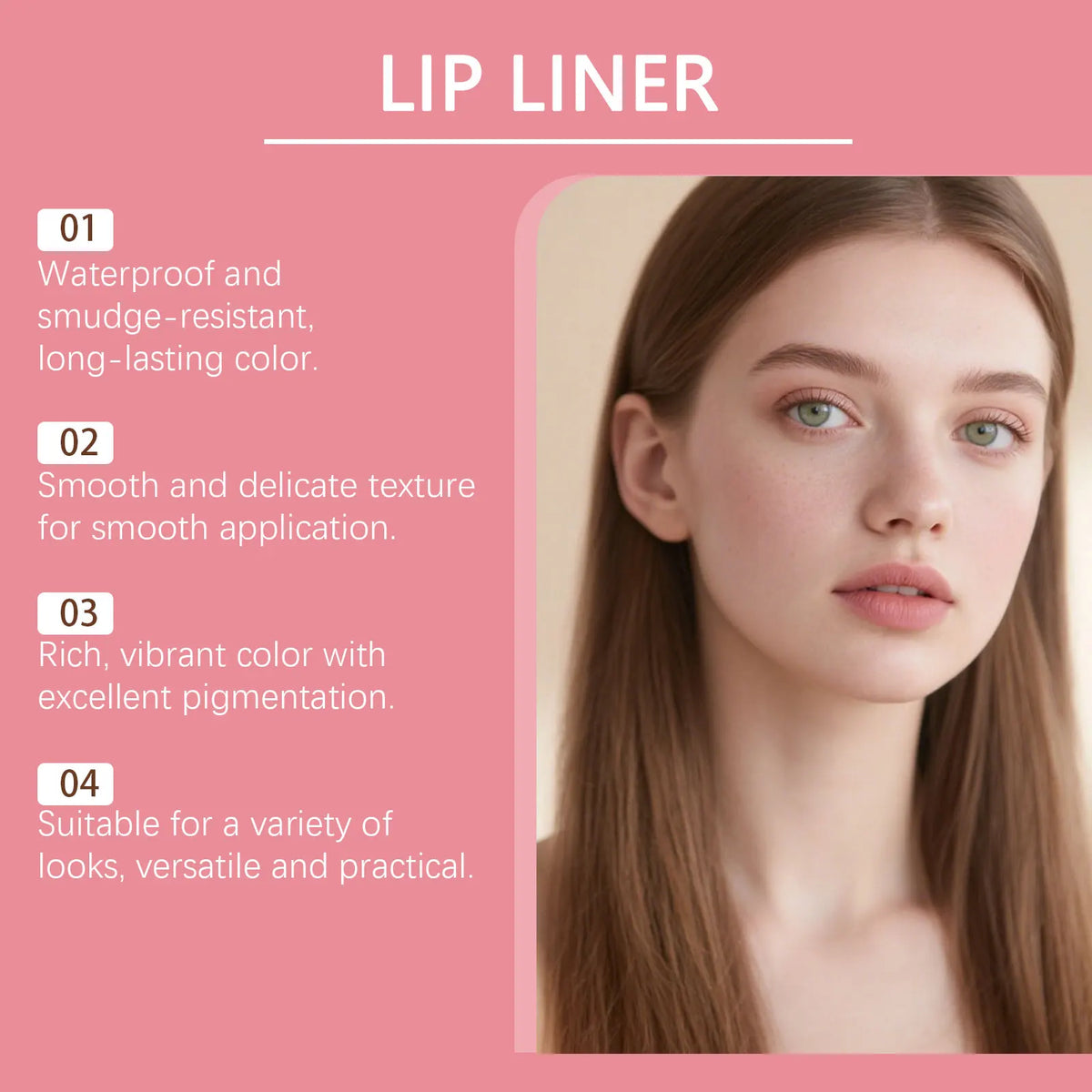 Waterproof Matte Lip Liner Pencil – 6 Colors, Smudge-Proof Lip Liner Pencil Qst