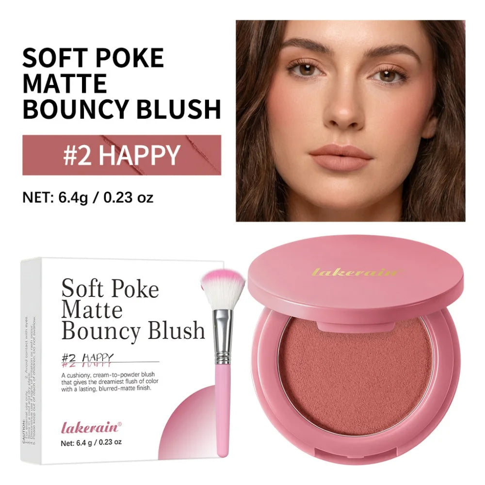 Bouncy Matte Cream Blush with Brush – Buildable Soft Focus Cream Blush Qst 02