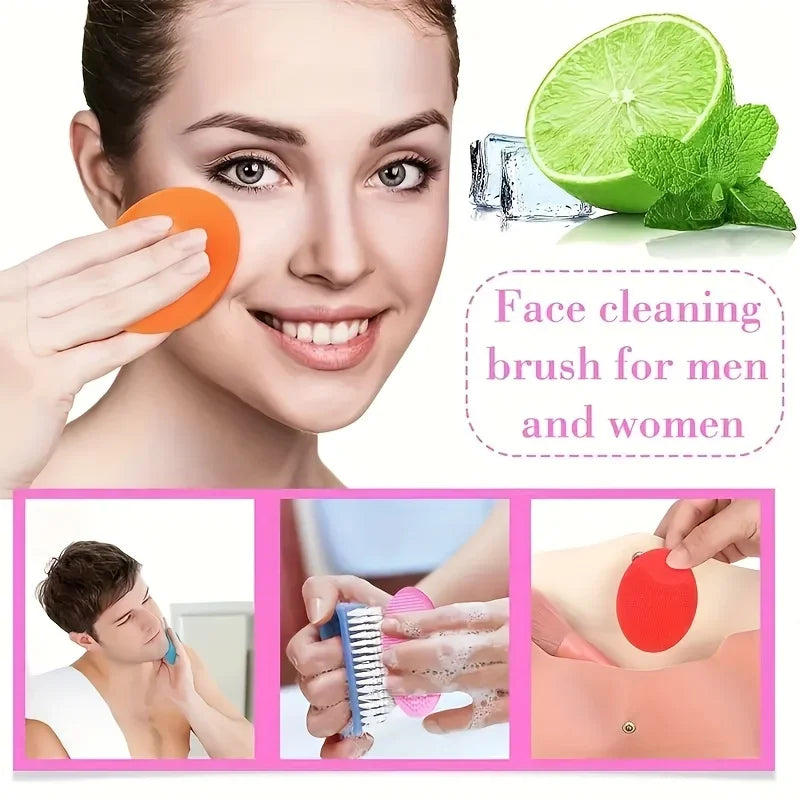 Silicone Facial & Body Exfoliating Brush | Daily Cleanser Exfoliating Skin Brush Qme
