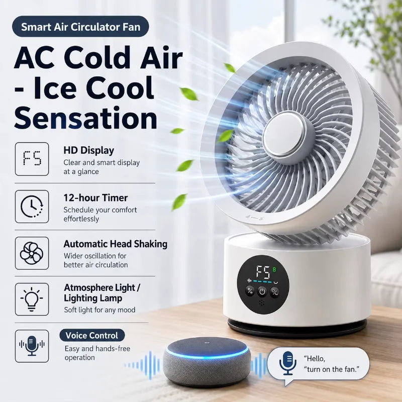 Portable Air Circulation Fan USB Rechargeable Voice Remote Control Air Circulation Fan Qst