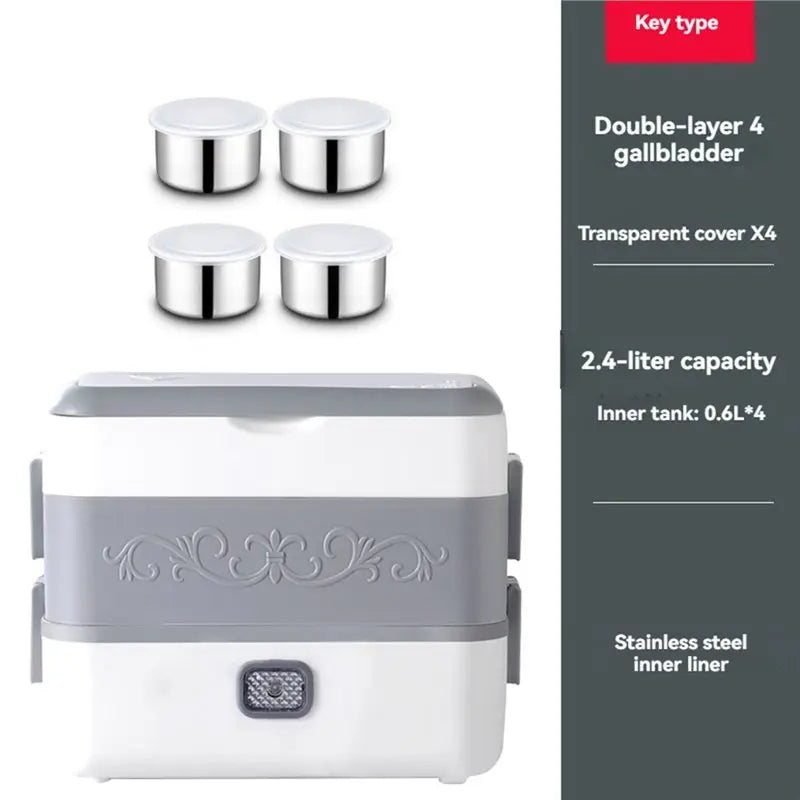 MiLESEEY B15C 2.4L Electric Lunch Box – 200W Portable Steamer Electric Lunch Box Qst