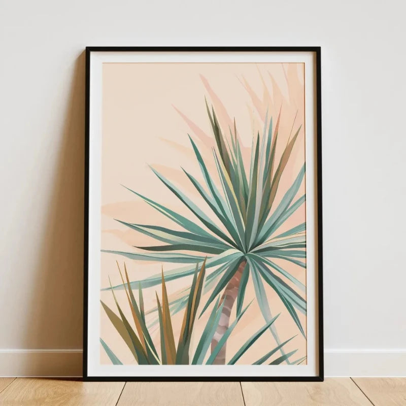 Minimalist Botanical Canvas Wall Art – Bamboo Tropical Leaf Canvas Wall Art Qst