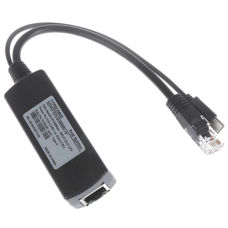 USB Type-C PoE Splitter 48V to 5V | IEEE 802.3af Ethernet PoE Splitter Adapter Qme