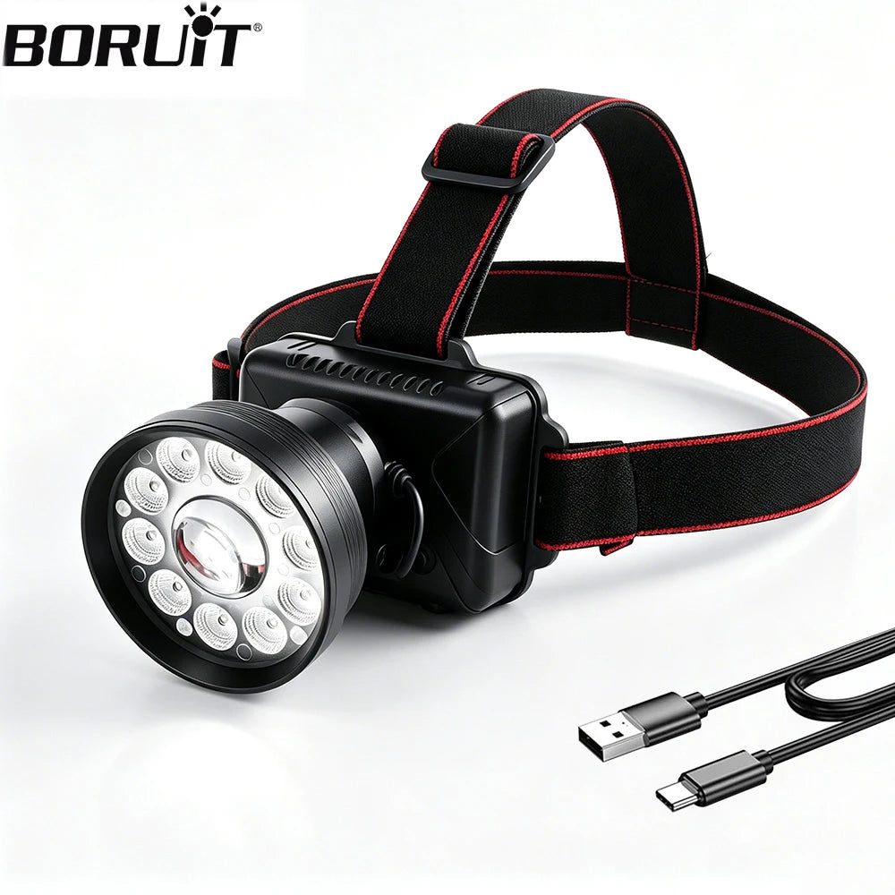 BORUiT UV LED Headlamp | Motion Sensor, Type-C Rechargeable Rechargeable Headlamp Qst