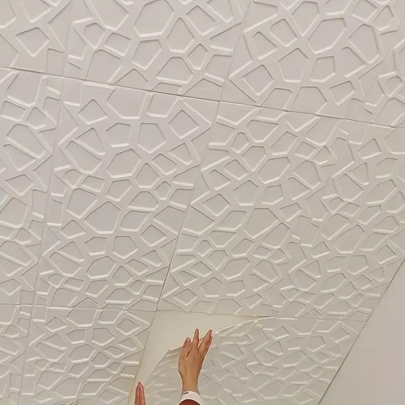 Self-Adhesive Modern Grid Wallpaper | Waterproof PVC Wall Tiles Peel & Stick Wallpaper Qme