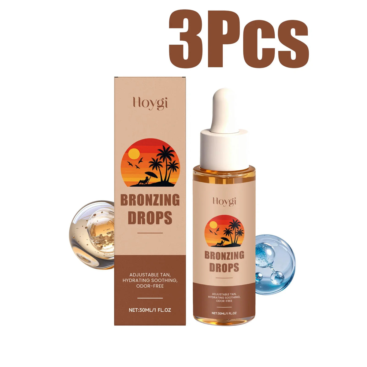 Sunless Tanning Drops – Gradual Bronzing Face Drops by Qme Sunless Tanning Drops Qme 3 x 30ml Boxed