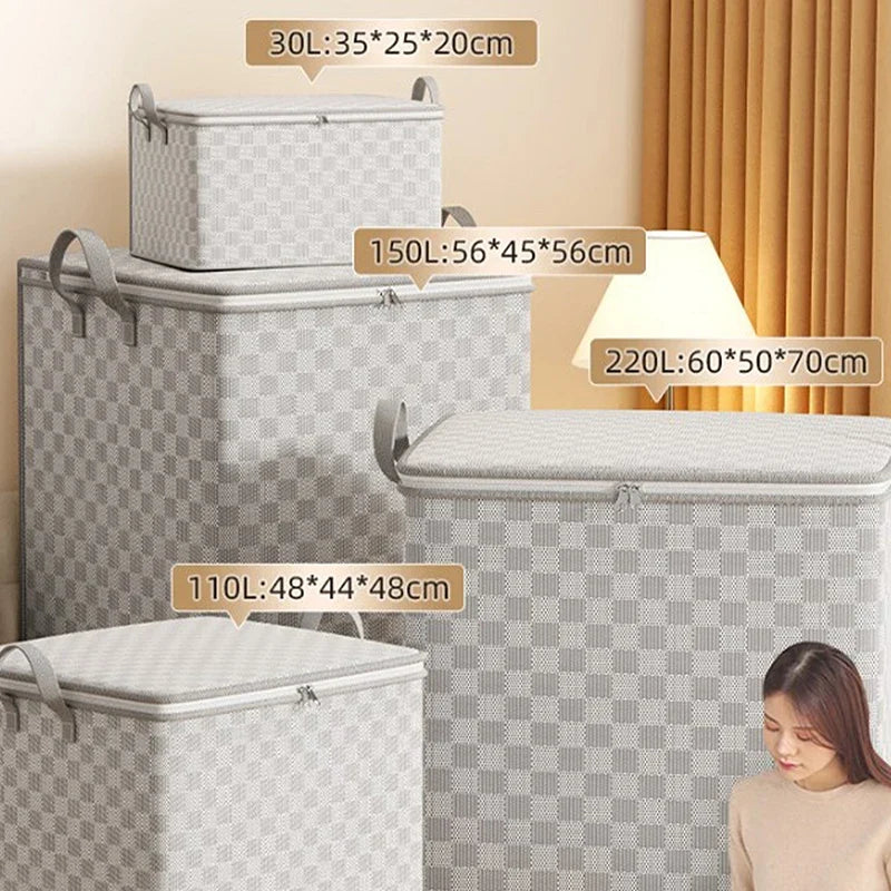 Large Dustproof Non-Woven Quilt Storage Bag with Lid & Zipper Quilt Storage Bag Qme