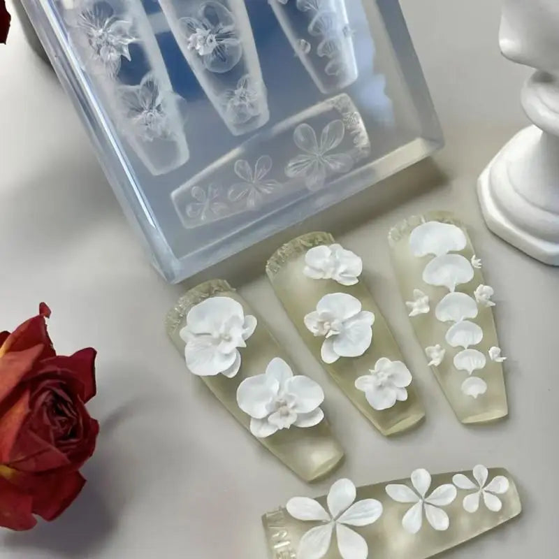 3D Silicone Orchid Flower Nail Mold – DIY Nail Art Template Silicone Nail Mold Qme