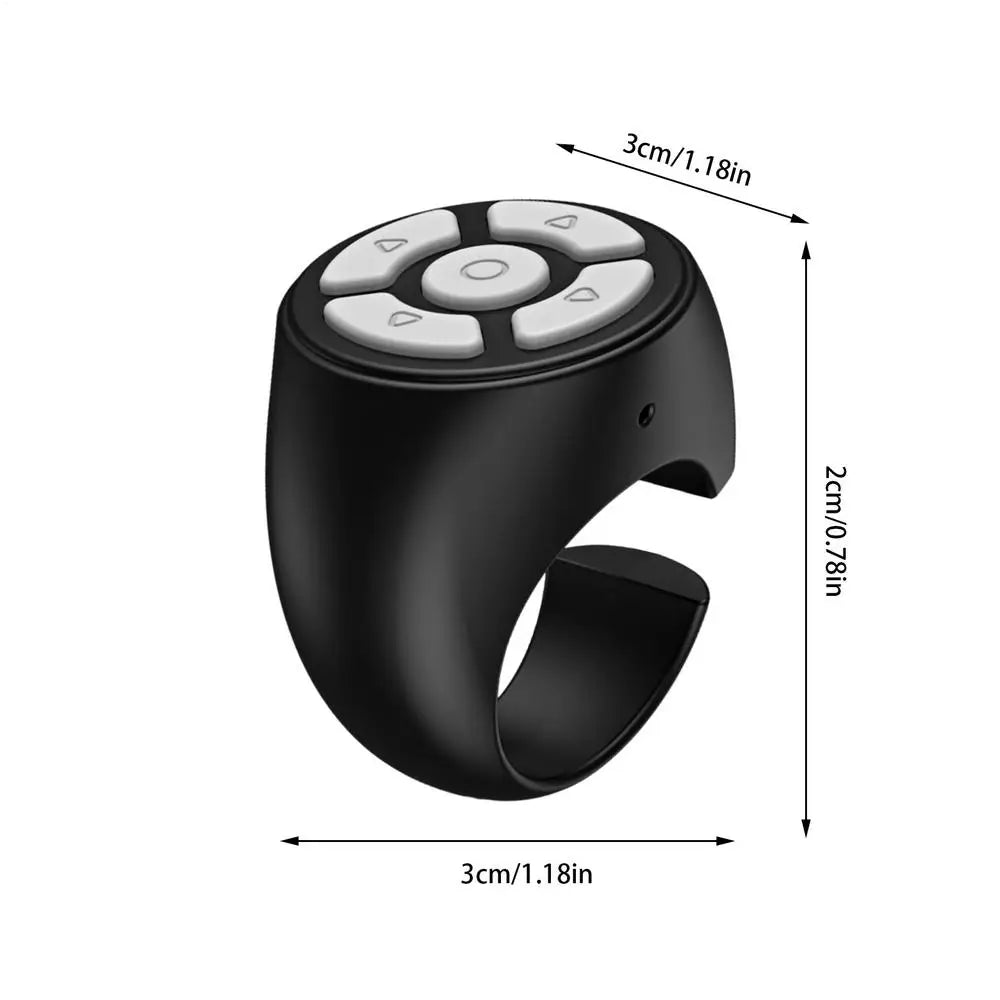 Wireless Selfie Ring Remote Shutter & Finger Scroller Bluetooth Ring Remote Qme black